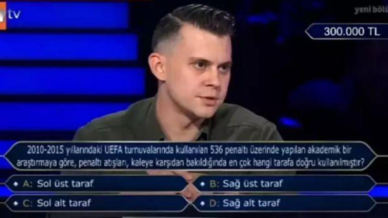 Penaltı atışları en çok hangi tarafa doğru atılmıştır? 300 bin TL'lik soru